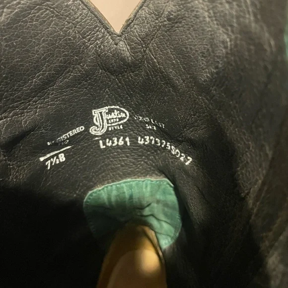 ~Turquoise Justin Women’s Marino Cowboy Boots ~ - Picture 5 of 10